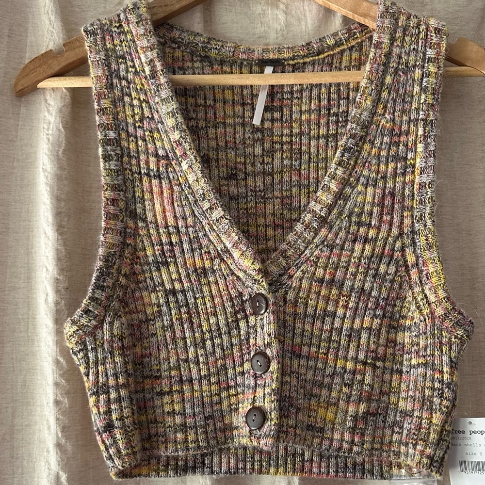 NWOT Free People Mystic Island Vest beach shells combo size small - Picture 5 of 9